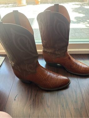 Vintage Tony Lama Brown Lizard Cowboy Boots Men’s 12D